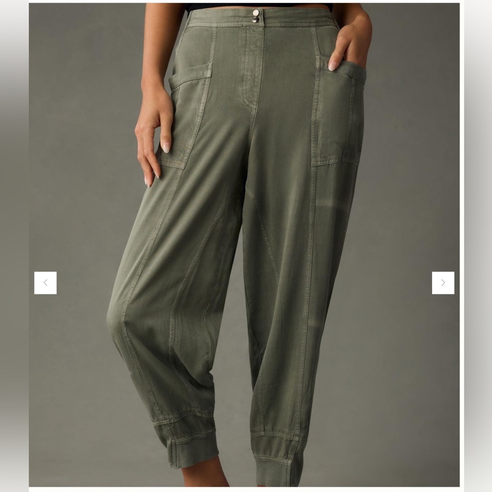 Anthropologie Olive Green Track Jogger Pants - Picture 2 of 15